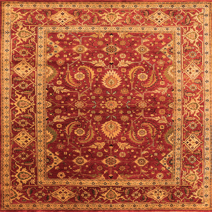Square Machine Washable Oriental Orange Industrial Area Rugs, wshurb2626org