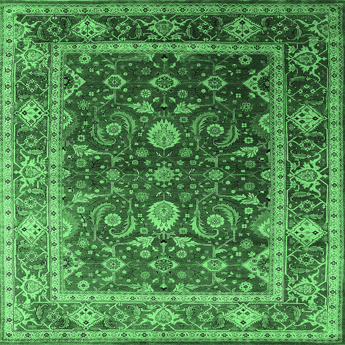 Square Machine Washable Oriental Emerald Green Industrial Area Rugs, wshurb2626emgrn