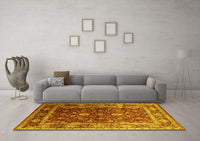 Machine Washable Oriental Yellow Industrial Rug, wshurb2626yw