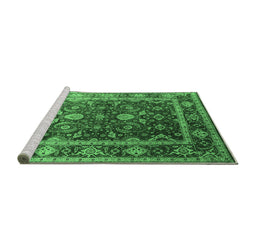 Sideview of Machine Washable Oriental Emerald Green Industrial Area Rugs, wshurb2626emgrn