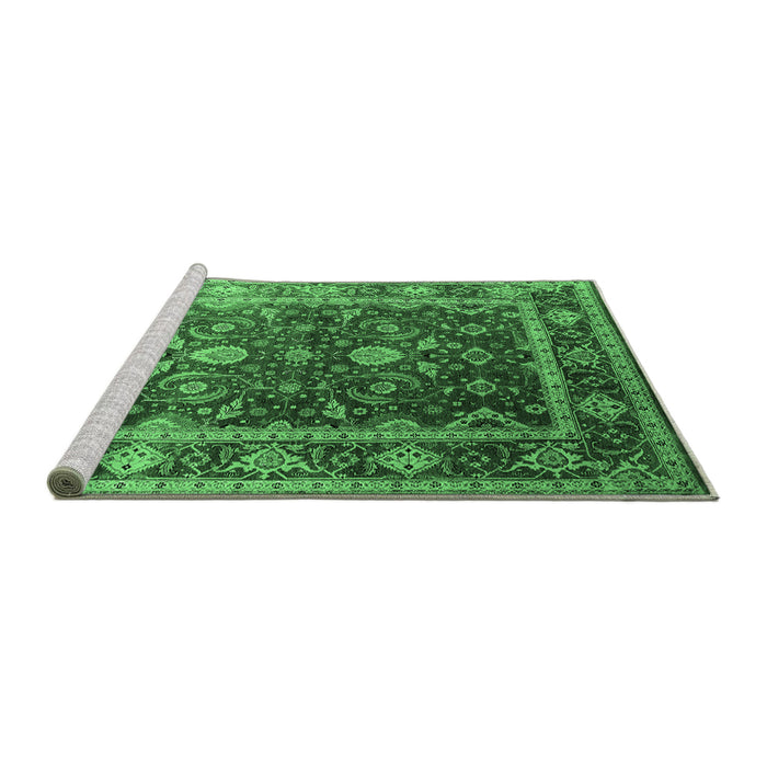 Sideview of Machine Washable Oriental Emerald Green Industrial Area Rugs, wshurb2626emgrn
