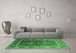 Machine Washable Oriental Emerald Green Industrial Area Rugs in a Living Room,, wshurb2626emgrn