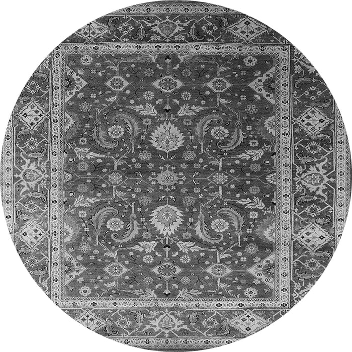 Round Machine Washable Oriental Gray Industrial Rug, wshurb2626gry