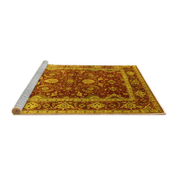 Sideview of Machine Washable Oriental Yellow Industrial Rug, wshurb2626yw