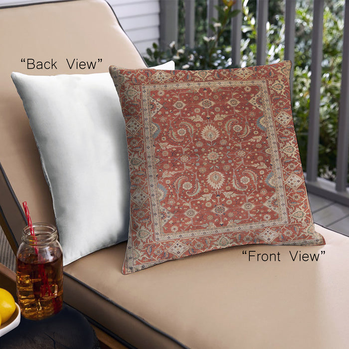 Front View of Mid-Century Modern Urban Square Red Throw Pillow, 18 inch by 18 inch, pwurb2626