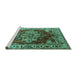 Sideview of Machine Washable Persian Turquoise Traditional Area Rugs, wshurb2627turq