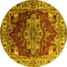 Round Persian Yellow Traditional Rug, urb2627yw