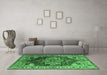 Machine Washable Persian Emerald Green Traditional Area Rugs in a Living Room,, wshurb2627emgrn