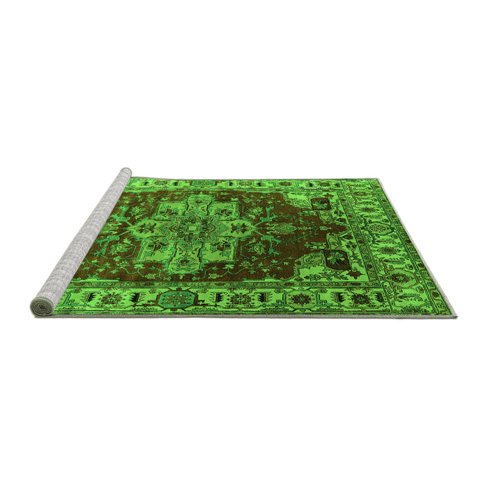 Sideview of Machine Washable Persian Green Traditional Area Rugs, wshurb2627grn