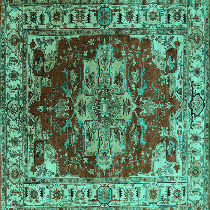 Square Machine Washable Persian Turquoise Traditional Area Rugs, wshurb2627turq