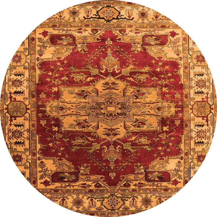 Round Persian Orange Traditional Rug, urb2627org