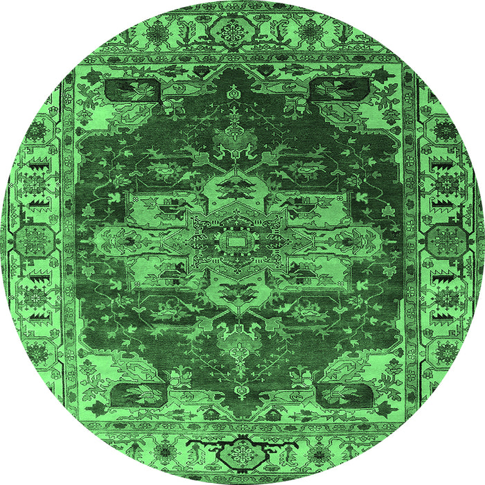 Round Persian Emerald Green Traditional Rug, urb2627emgrn