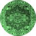 Round Persian Emerald Green Traditional Rug, urb2627emgrn