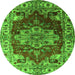 Round Persian Green Traditional Rug, urb2627grn