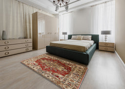 Mid-Century Modern Red Persian Rug in a Bedroom, urb2627