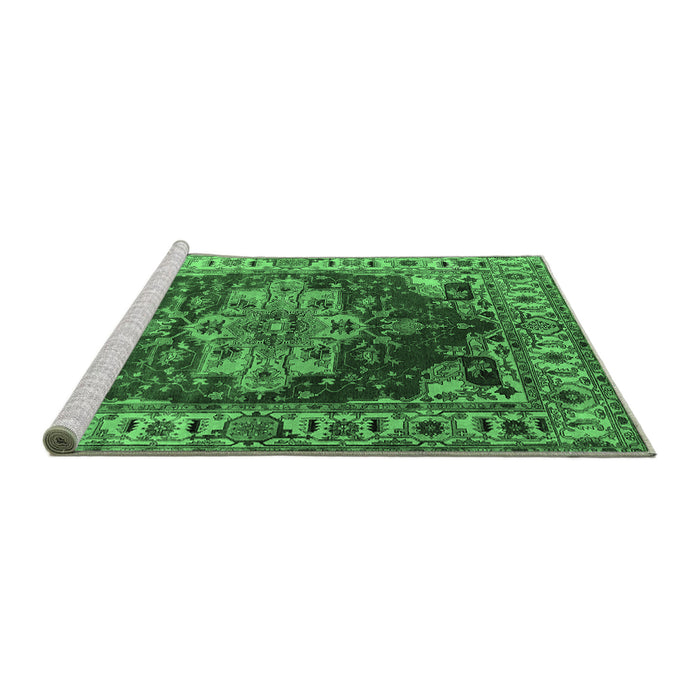 Sideview of Machine Washable Persian Emerald Green Traditional Area Rugs, wshurb2627emgrn