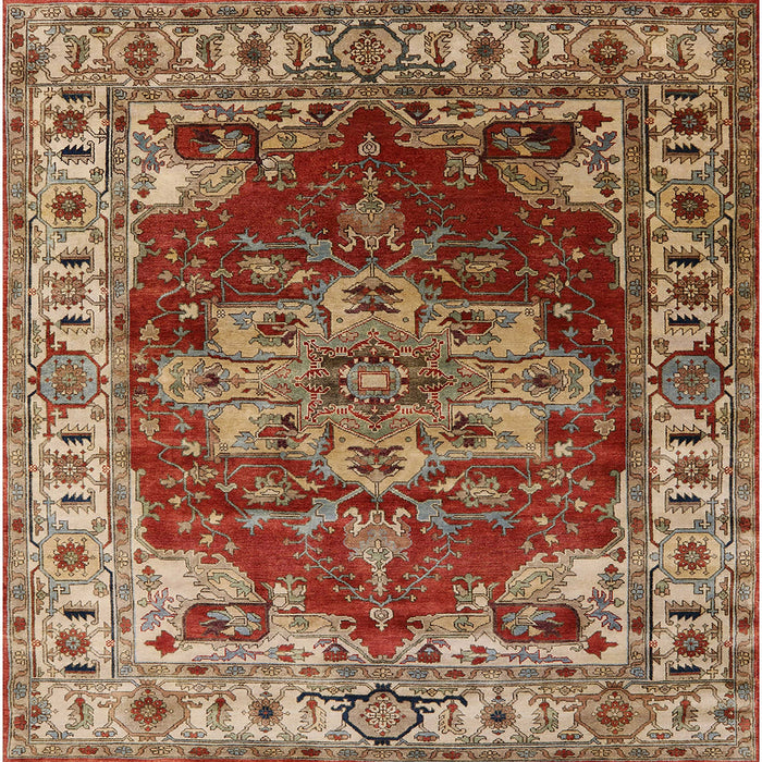 Square Mid-Century Modern Red Persian Rug, urb2627