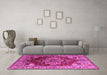 Machine Washable Persian Pink Traditional Rug in a Living Room, wshurb2627pnk