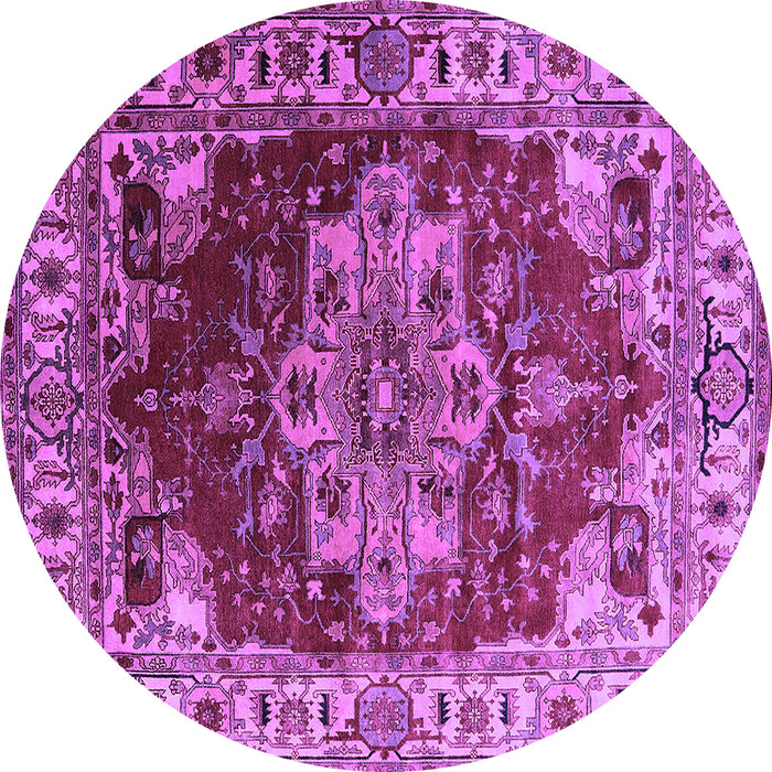Round Persian Purple Traditional Rug, urb2627pur
