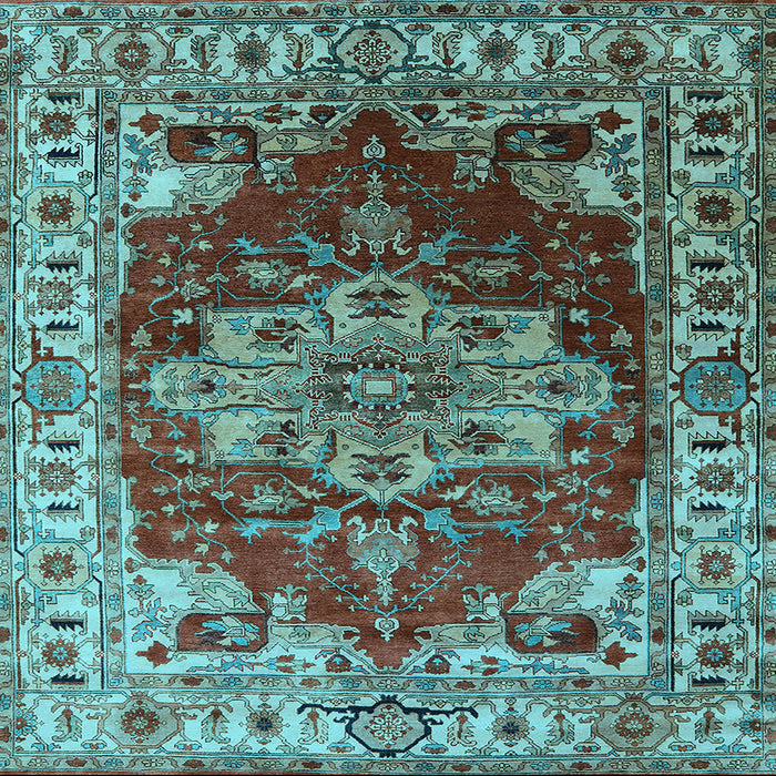 Square Machine Washable Persian Light Blue Traditional Rug, wshurb2627lblu