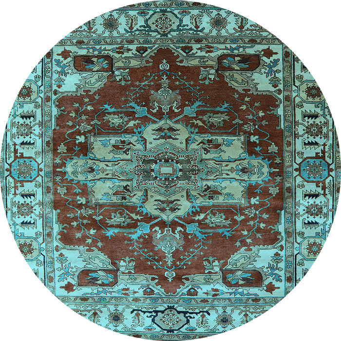 Round Persian Light Blue Traditional Rug, urb2627lblu
