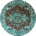 Round Persian Light Blue Traditional Rug, urb2627lblu