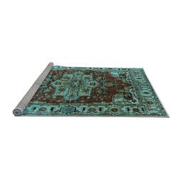 Sideview of Machine Washable Persian Light Blue Traditional Rug, wshurb2627lblu