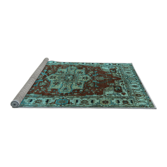 Sideview of Machine Washable Persian Light Blue Traditional Rug, wshurb2627lblu