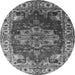 Round Machine Washable Persian Gray Traditional Rug, wshurb2627gry