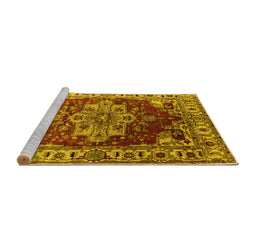 Sideview of Machine Washable Persian Yellow Traditional Rug, wshurb2627yw