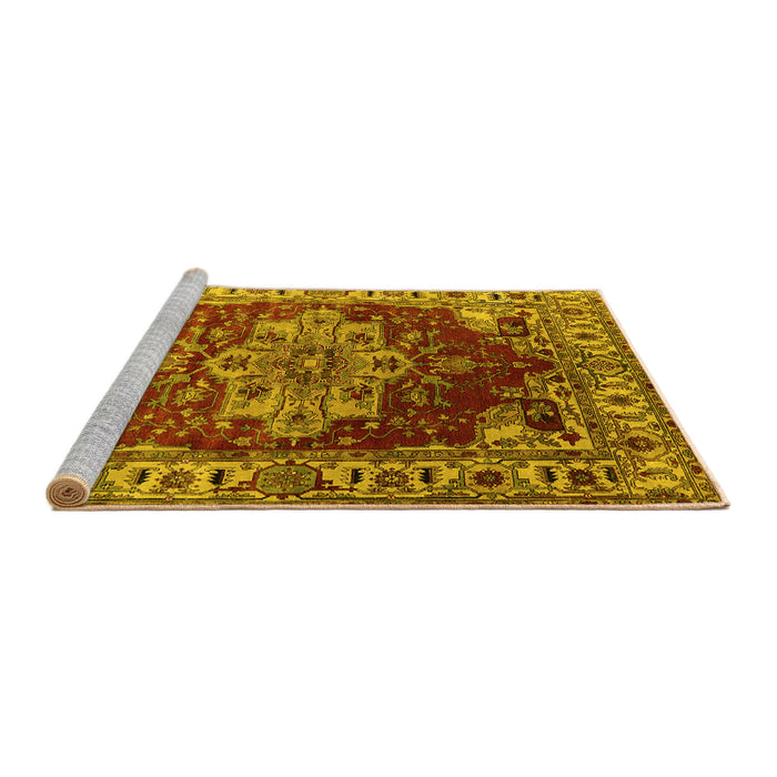 Sideview of Machine Washable Persian Yellow Traditional Rug, wshurb2627yw