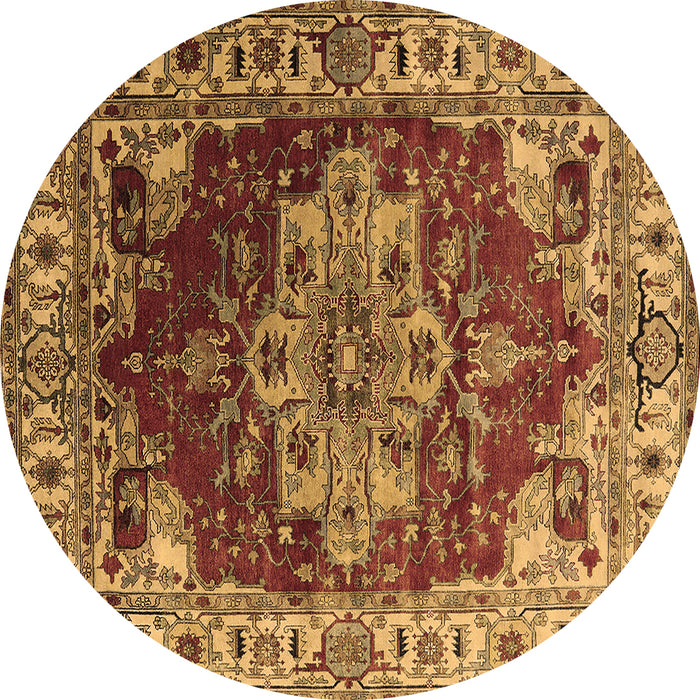 Round Persian Brown Traditional Rug, urb2627brn