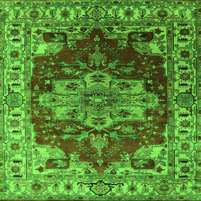 Square Machine Washable Persian Green Traditional Area Rugs, wshurb2627grn