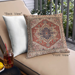 Front View of Mid-Century Modern Urban Square Fire Brick Red Throw Pillow, 18 inch by 18 inch, pwurb2628