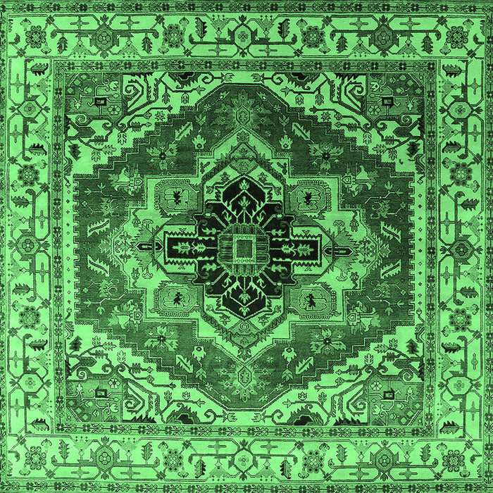 Square Persian Emerald Green Traditional Rug, urb2628emgrn