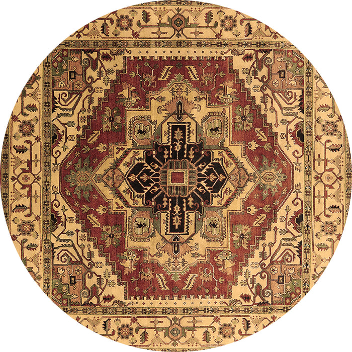 Round Machine Washable Persian Brown Traditional Rug, wshurb2628brn