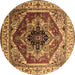 Round Machine Washable Persian Brown Traditional Rug, wshurb2628brn