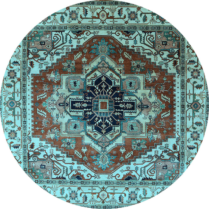 Round Persian Light Blue Traditional Rug, urb2628lblu