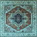 Square Machine Washable Persian Light Blue Traditional Rug, wshurb2628lblu