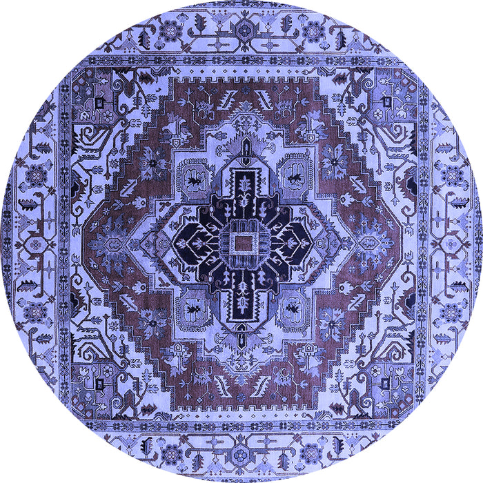 Round Machine Washable Persian Blue Traditional Rug, wshurb2628blu