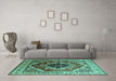 Machine Washable Persian Turquoise Traditional Area Rugs in a Living Room,, wshurb2628turq