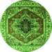 Round Persian Green Traditional Rug, urb2628grn