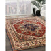 Mid-Century Modern Fire Brick Red Persian Rug in Family Room, urb2628