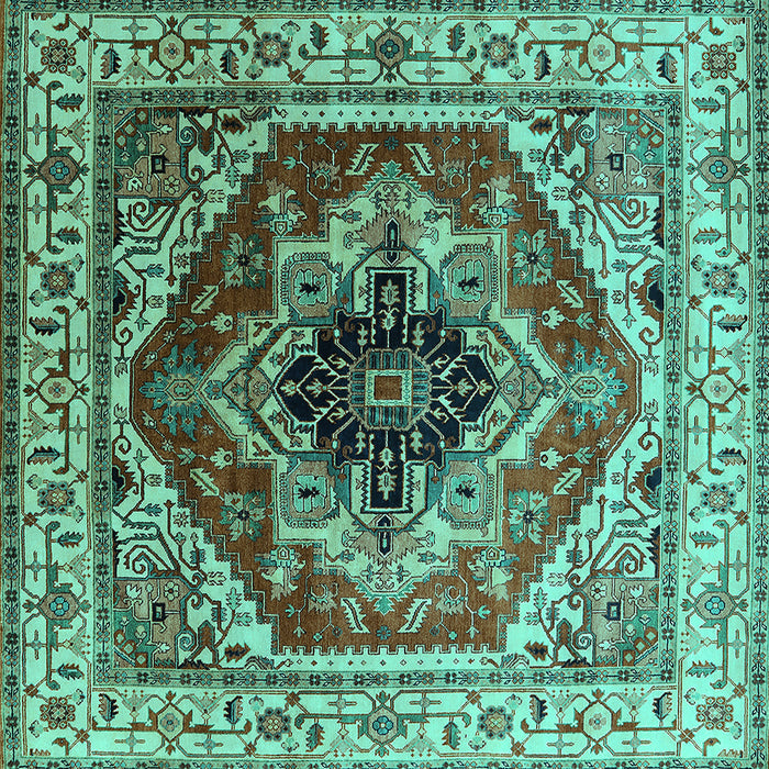 Square Persian Turquoise Traditional Rug, urb2628turq