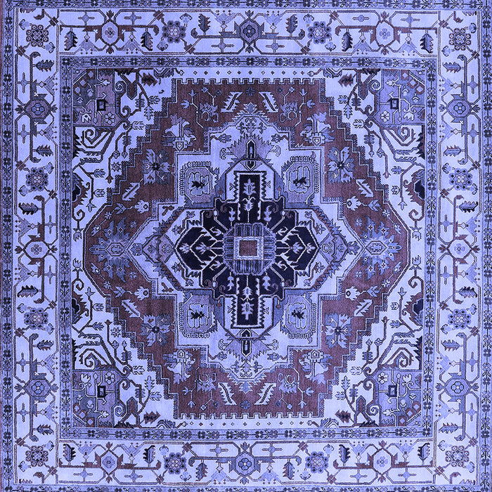 Square Machine Washable Persian Blue Traditional Rug, wshurb2628blu