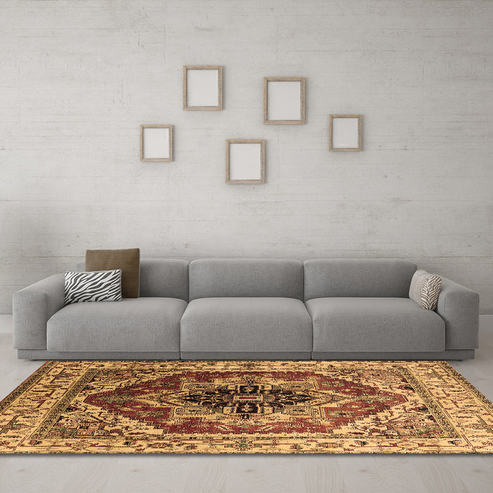 Machine Washable Persian Brown Traditional Rug in a Living Room,, wshurb2628brn