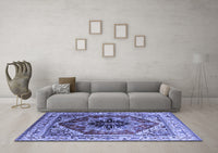 Machine Washable Persian Blue Traditional Rug, wshurb2628blu