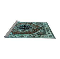 Sideview of Machine Washable Persian Light Blue Traditional Rug, wshurb2628lblu
