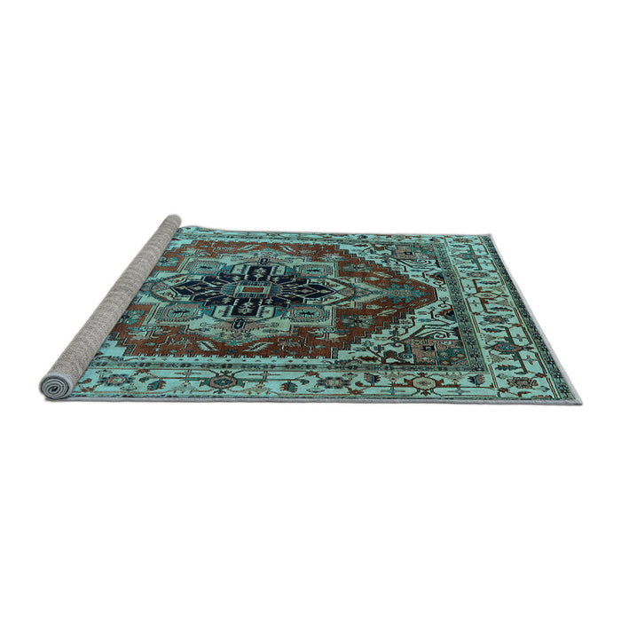 Sideview of Machine Washable Persian Light Blue Traditional Rug, wshurb2628lblu