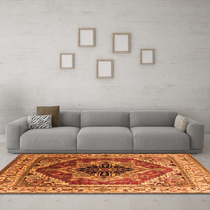 Machine Washable Persian Orange Traditional Area Rugs in a Living Room, wshurb2628org